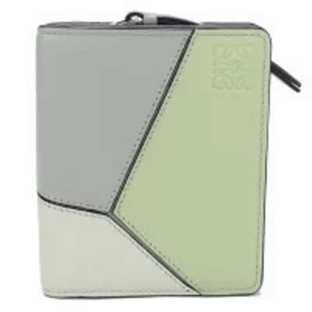 Loewe Bi fold Wallet Coin Purse Puzzle Compact Zip Green